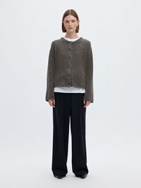 WOOL BLEND CARDIGAN, Medium Grey Melange, highres