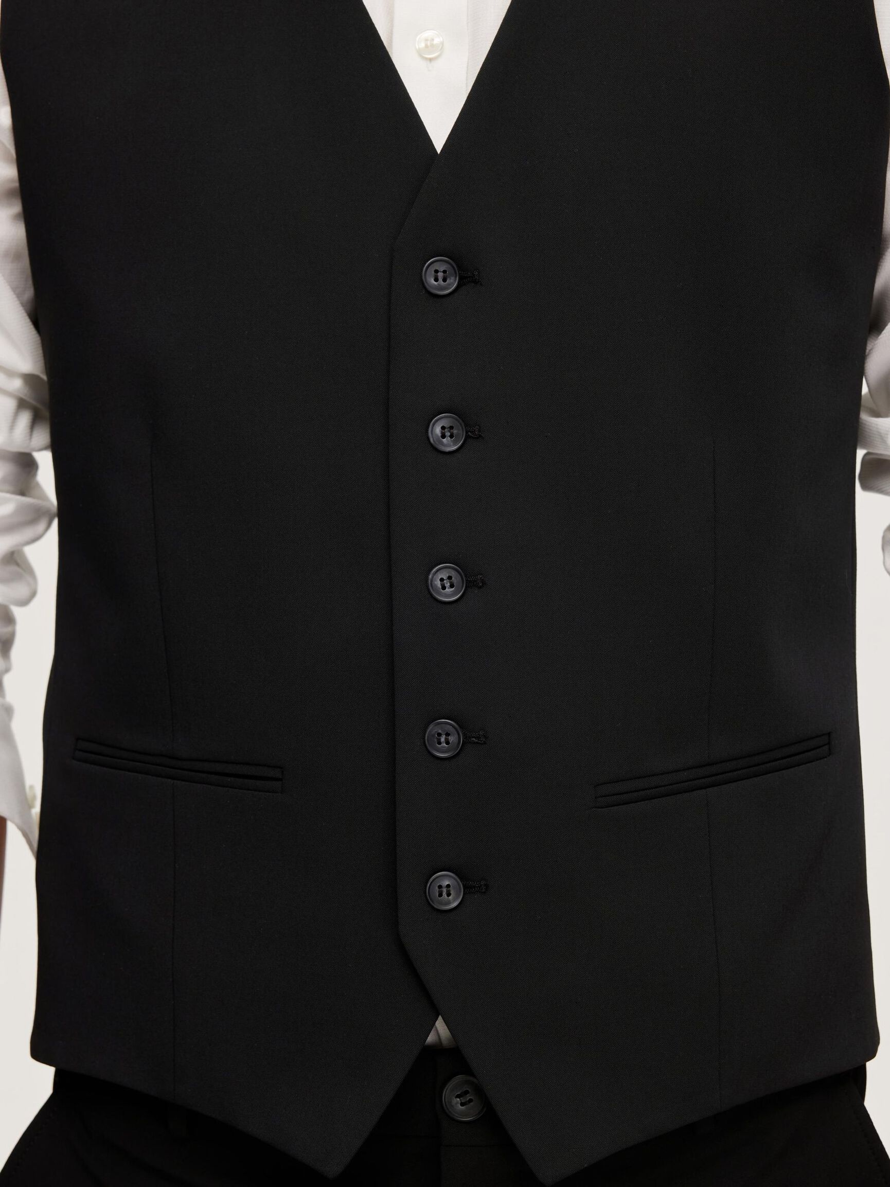 VISCOSE BLEND SLIM FIT  WAISTCOAT, Black, highres