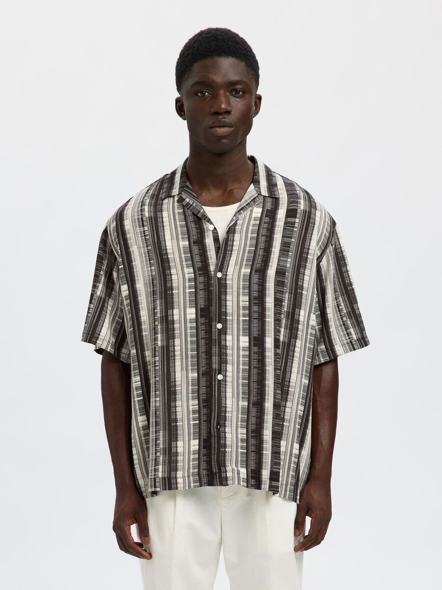Selected PATTERNED SHORT SLEEVED SHIRT, Black, highres - 16088360_Black_1165906_003.jpg