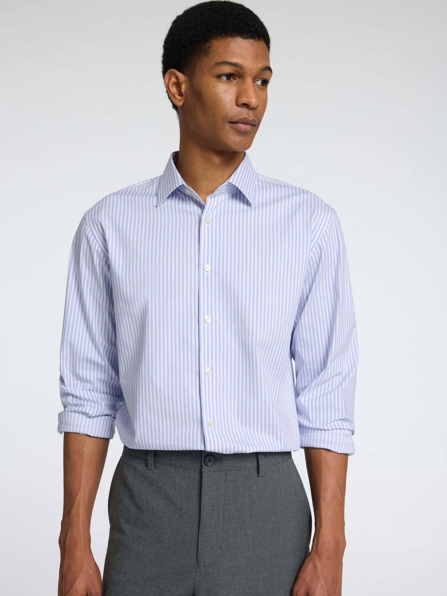 SLIM FIT OVERHEMD, Light Blue, highres