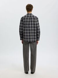 COTTON LONG SLEEVED SHIRT, Dark Grey Melange, highres