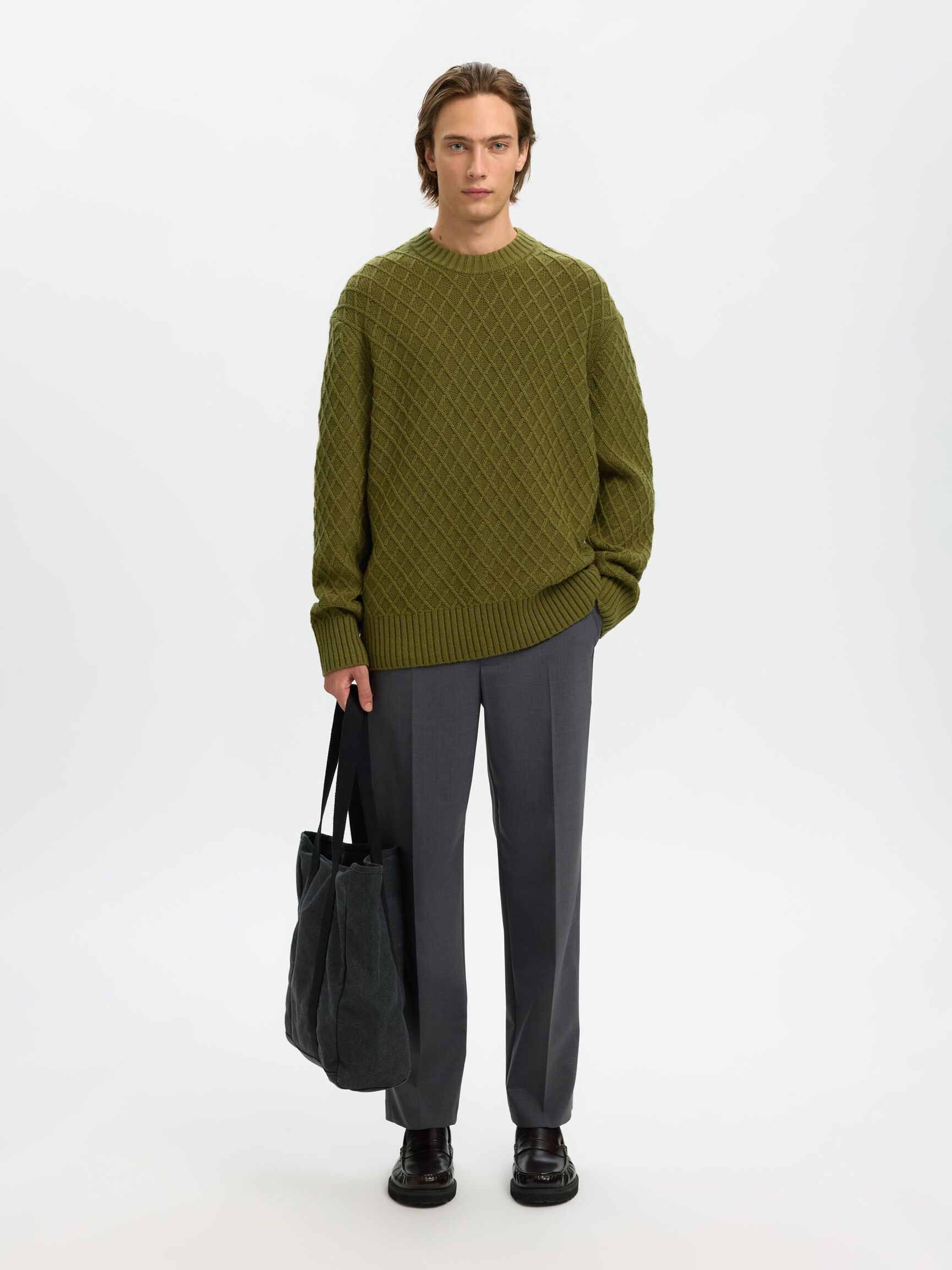 TEJIDO TEXTURIZADO JERSEY DE CUELLO REDONDO, Avocado, highres