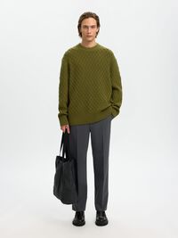 TEJIDO TEXTURIZADO JERSEY DE CUELLO REDONDO, Avocado, highres