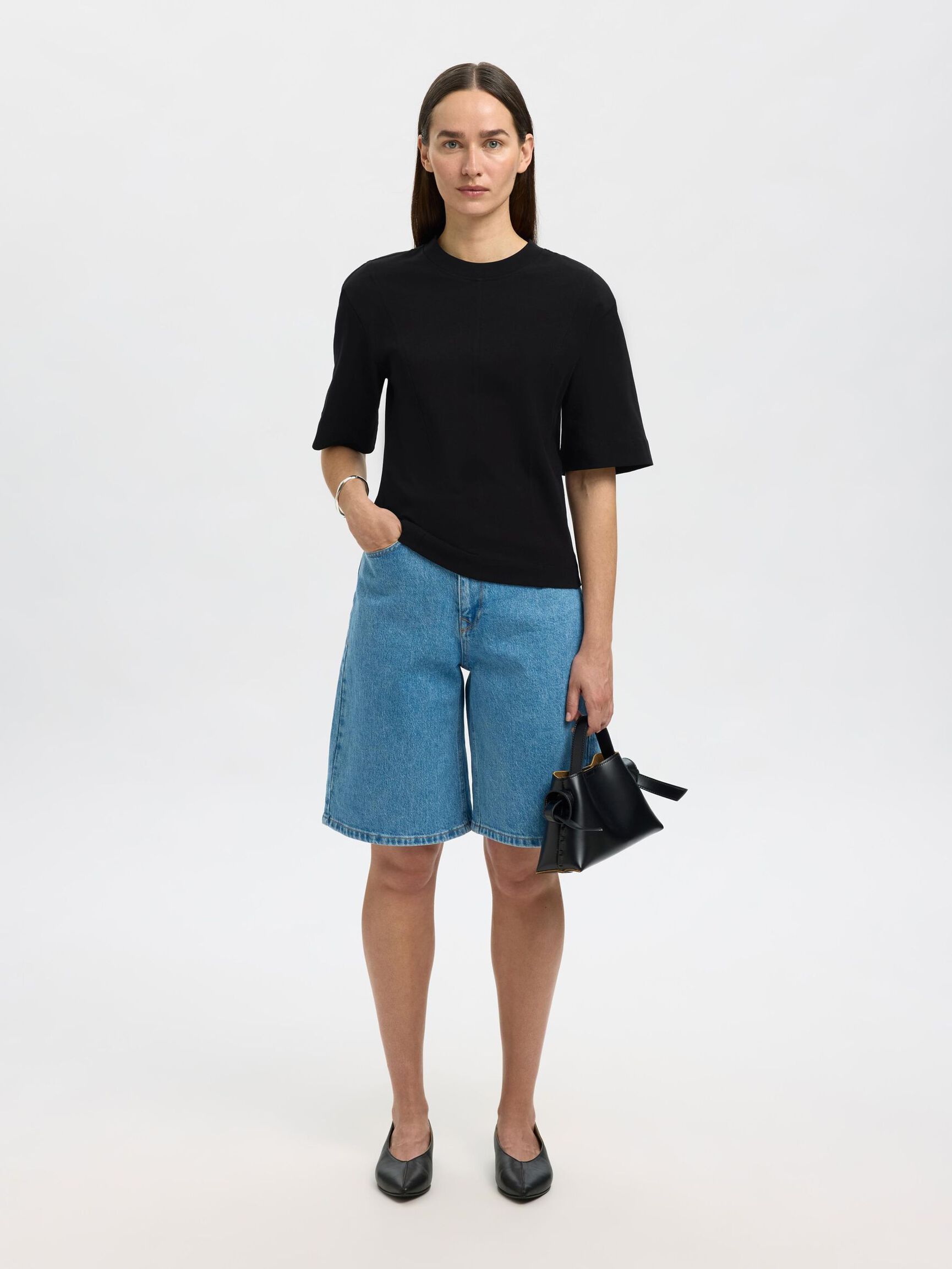 RELAXED FIT COTTON T-SHIRT, Black, highres