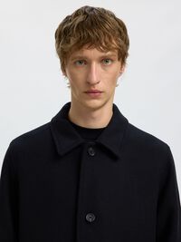 WOOL BLEND COAT, Black, highres