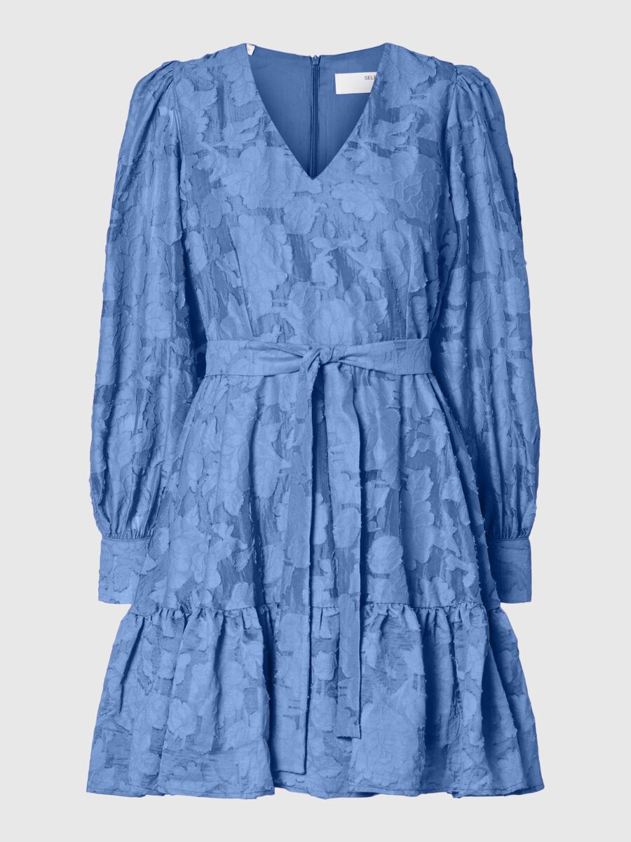 Selected LONG-SLEEVED FLORAL MINI DRESS, Vista Blue, highres - 16094189_VistaBlue_001.jpg