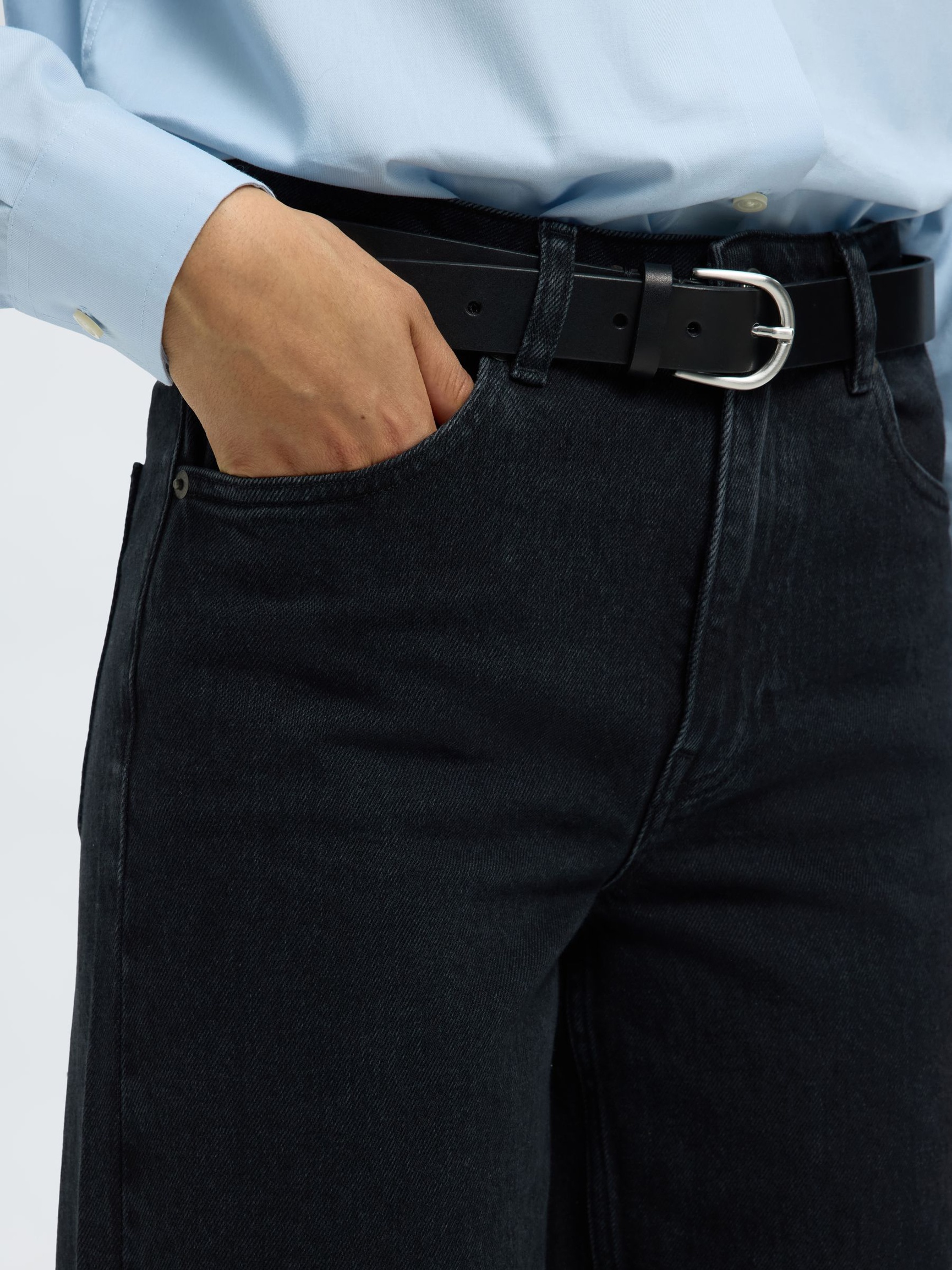 JEANS A GAMBA AMPIA, Black Denim, highres