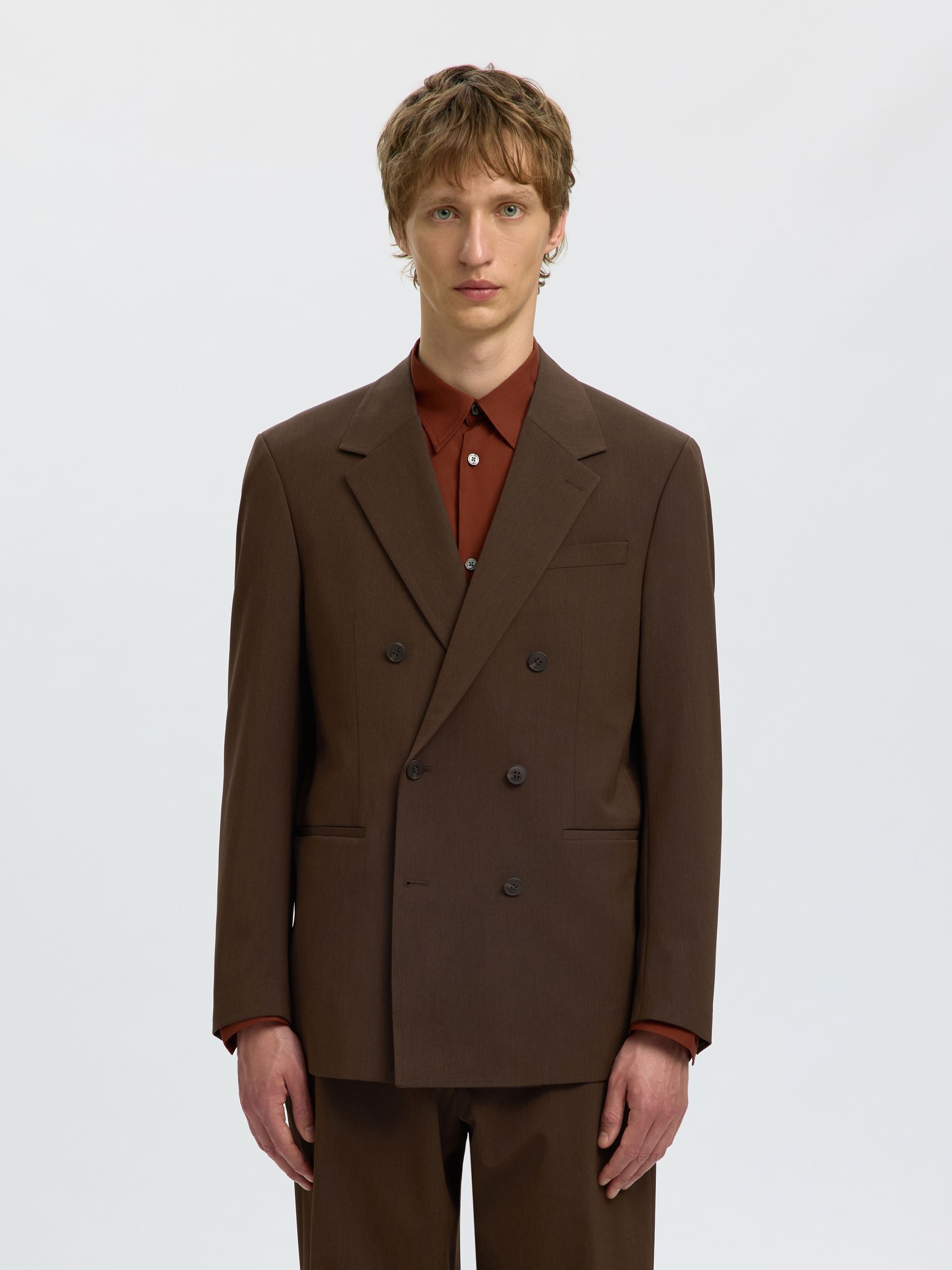 RELAXED FIT DOUBLE-BREASTED BLAZER, Demitasse, highres