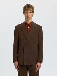 RELAXED FIT DOUBLE-BREASTED BLAZER, Demitasse, highres