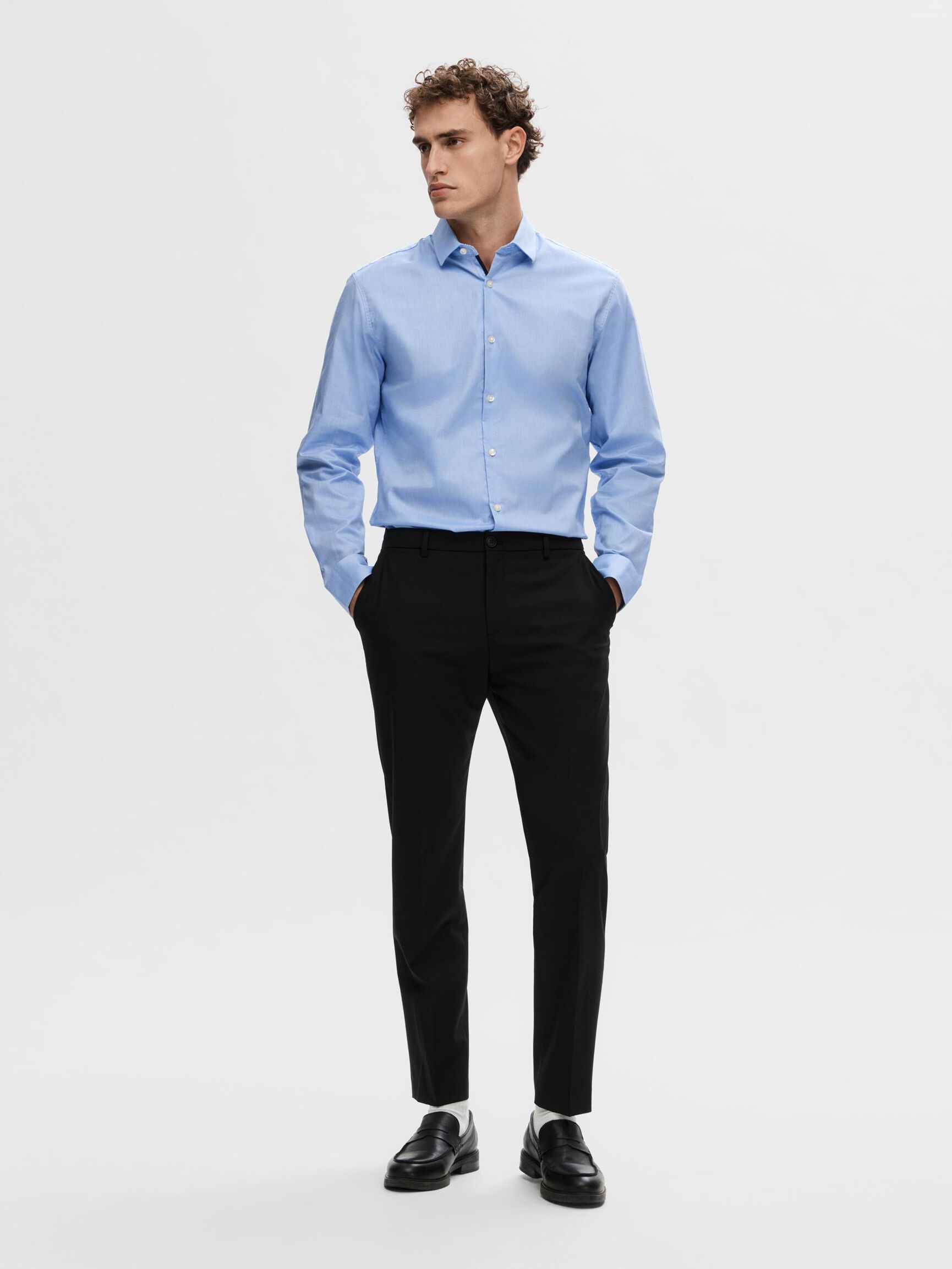 SLIM FIT OVERHEMD, Light Blue, highres
