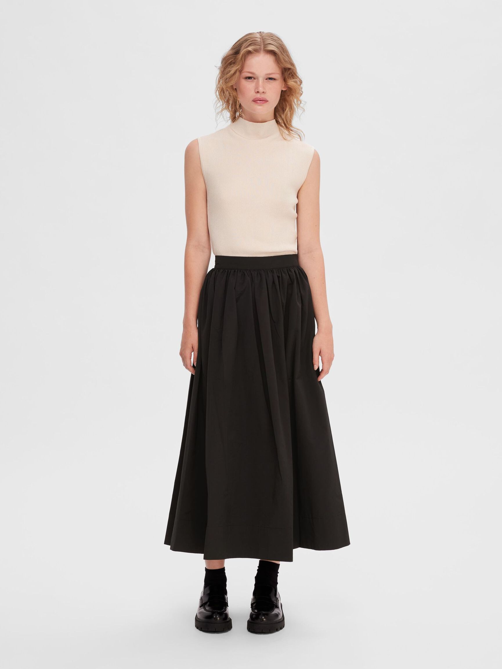 TALLE ALTO FALDA MIDI, Black, highres