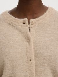 WOOL BLEND SHORT SLEEVED CARDIGAN, Birch, highres