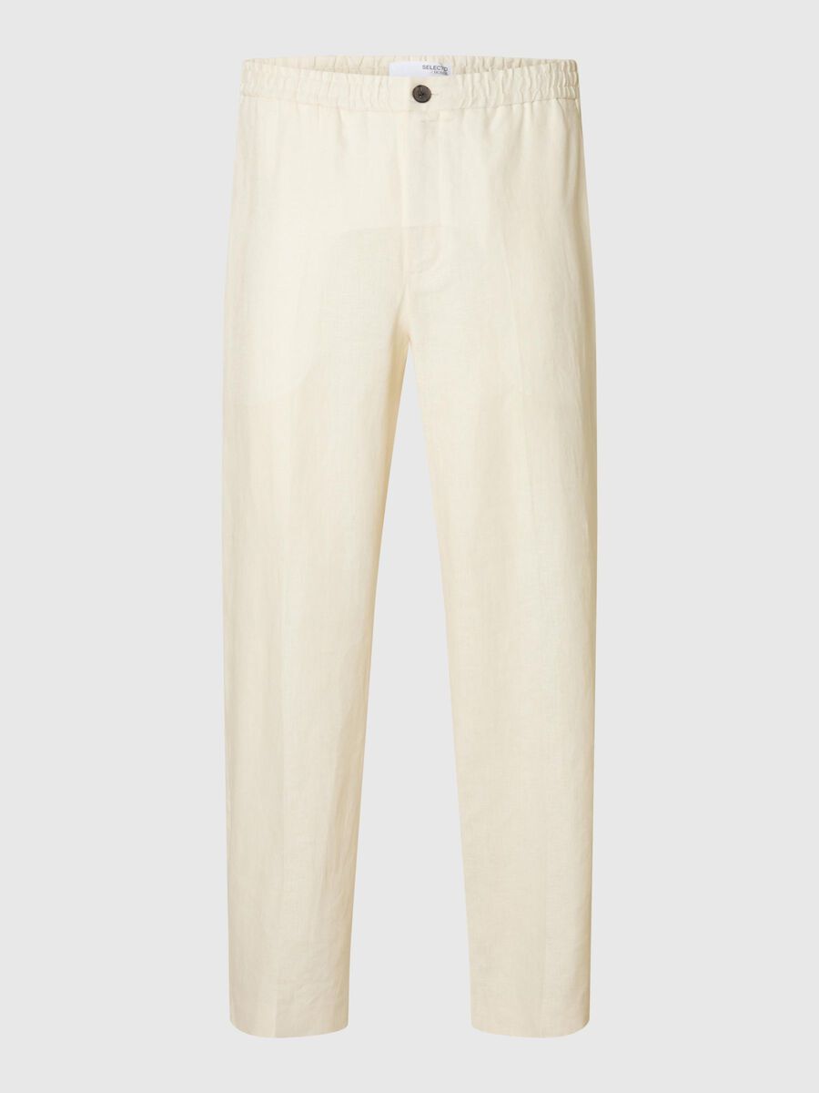 Selected LOOSE FIT LINEN TROUSERS, Egret, highres - 16098997_Egret_001.jpg