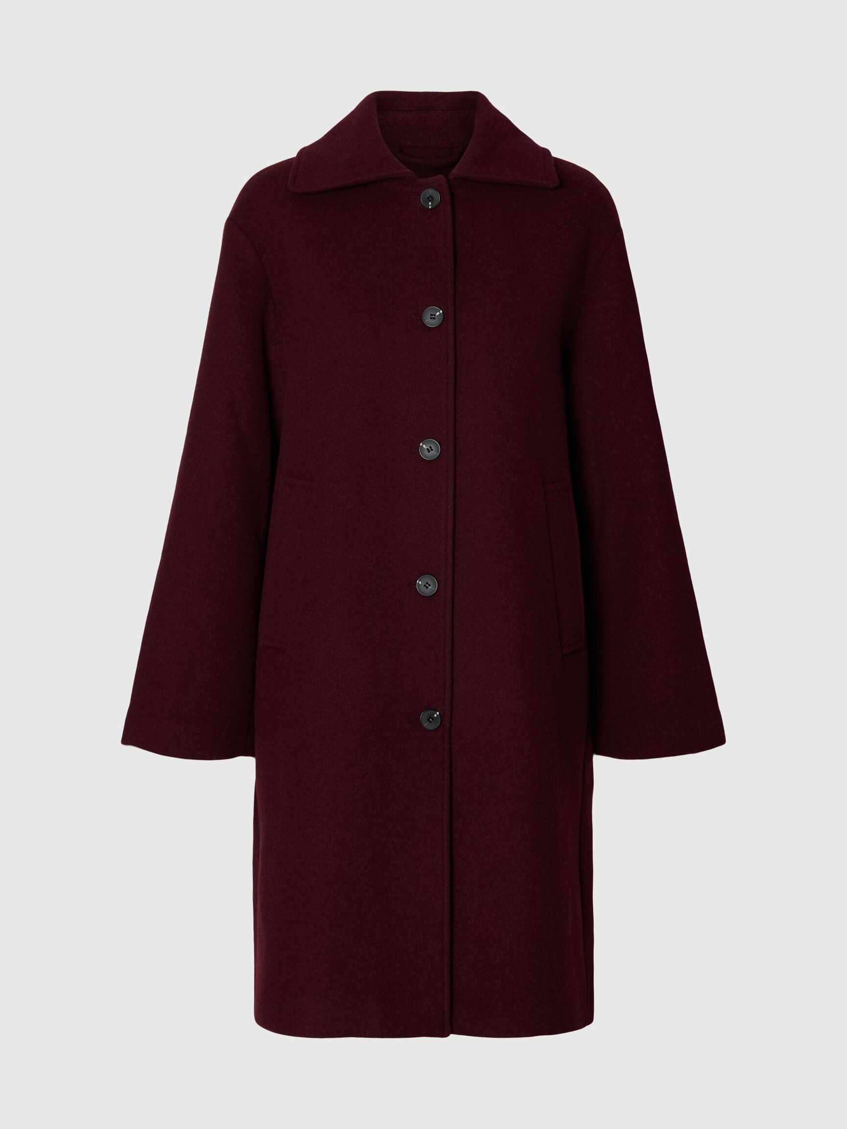 WOOL BLEND LONG COAT, Tawny Port, highres