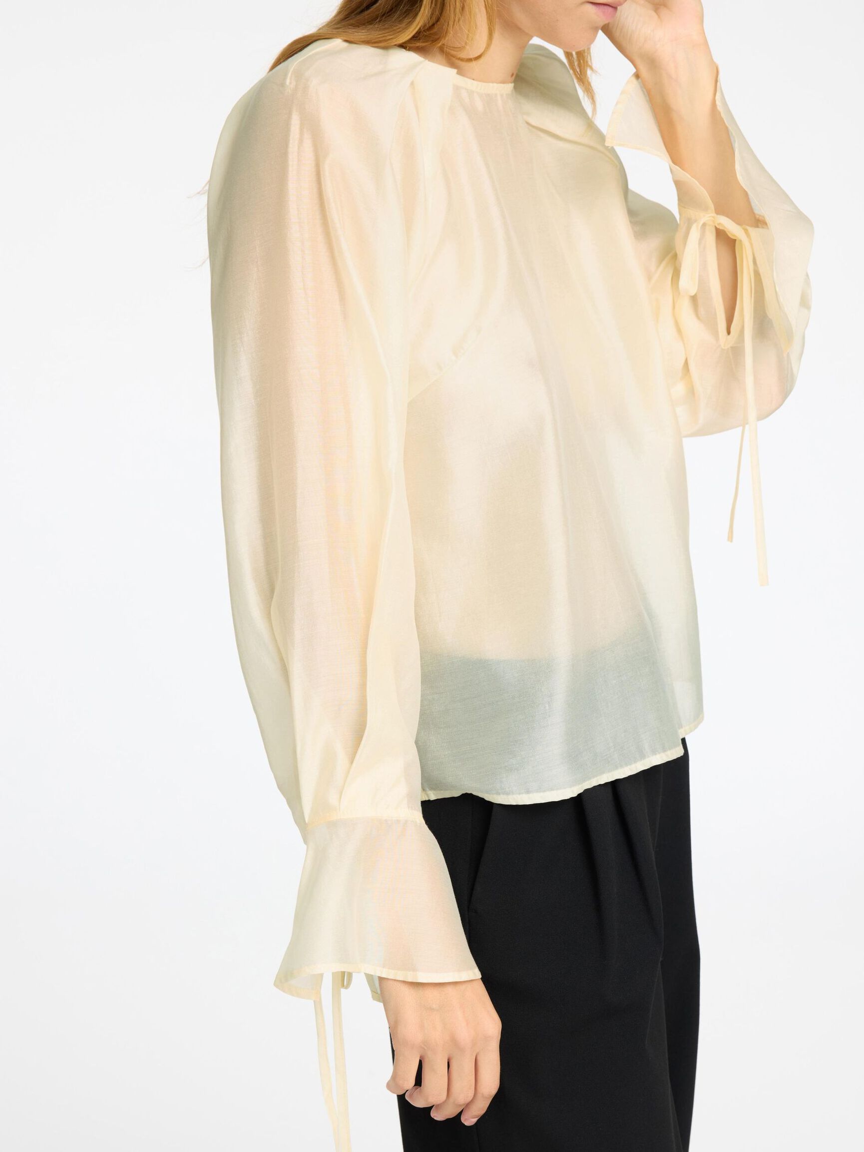 DETAILED LONG SLEEVED BLOUSE, Angora, highres