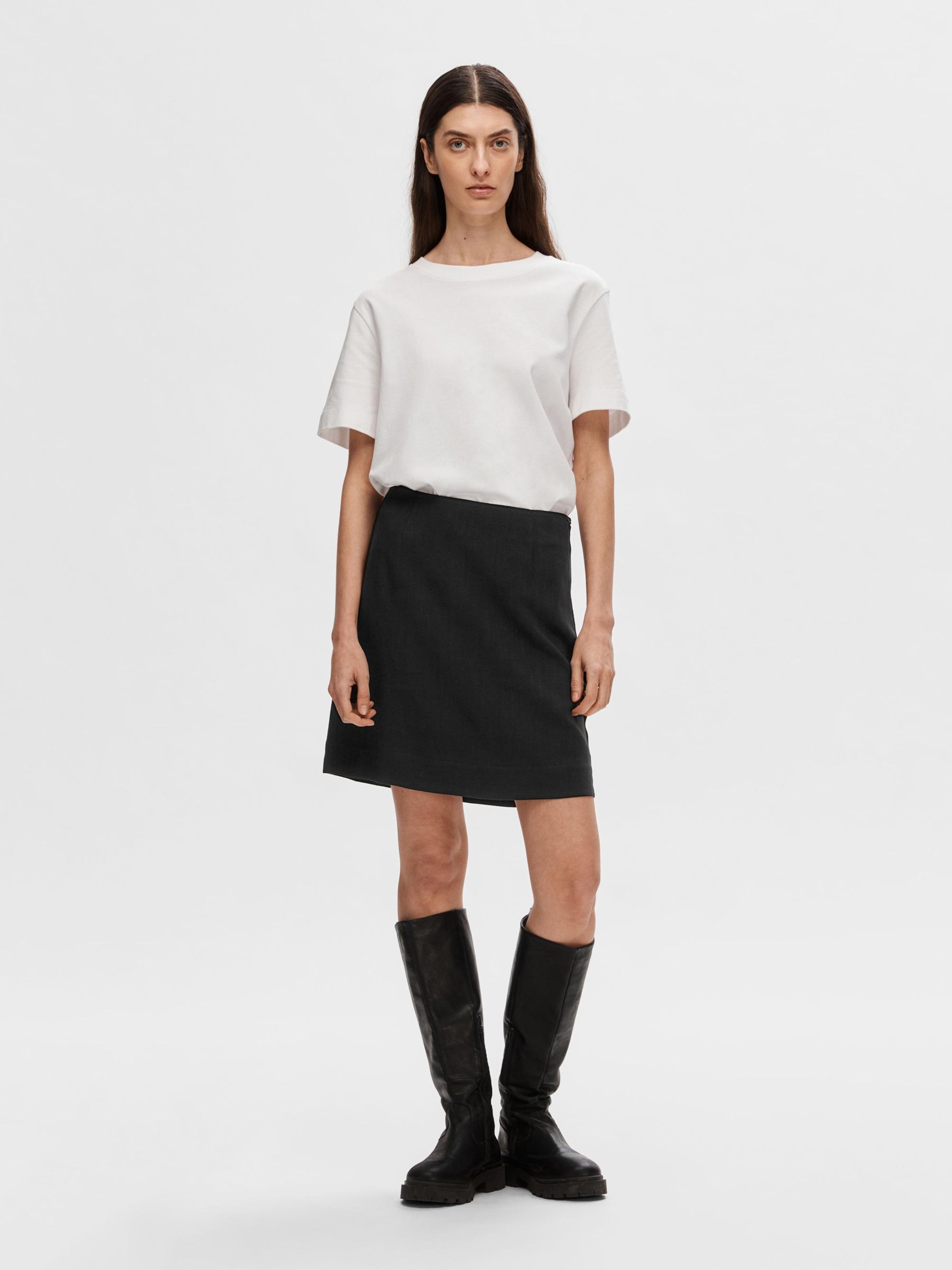 VISCOSE BLEND MINI SKIRT, Black, highres