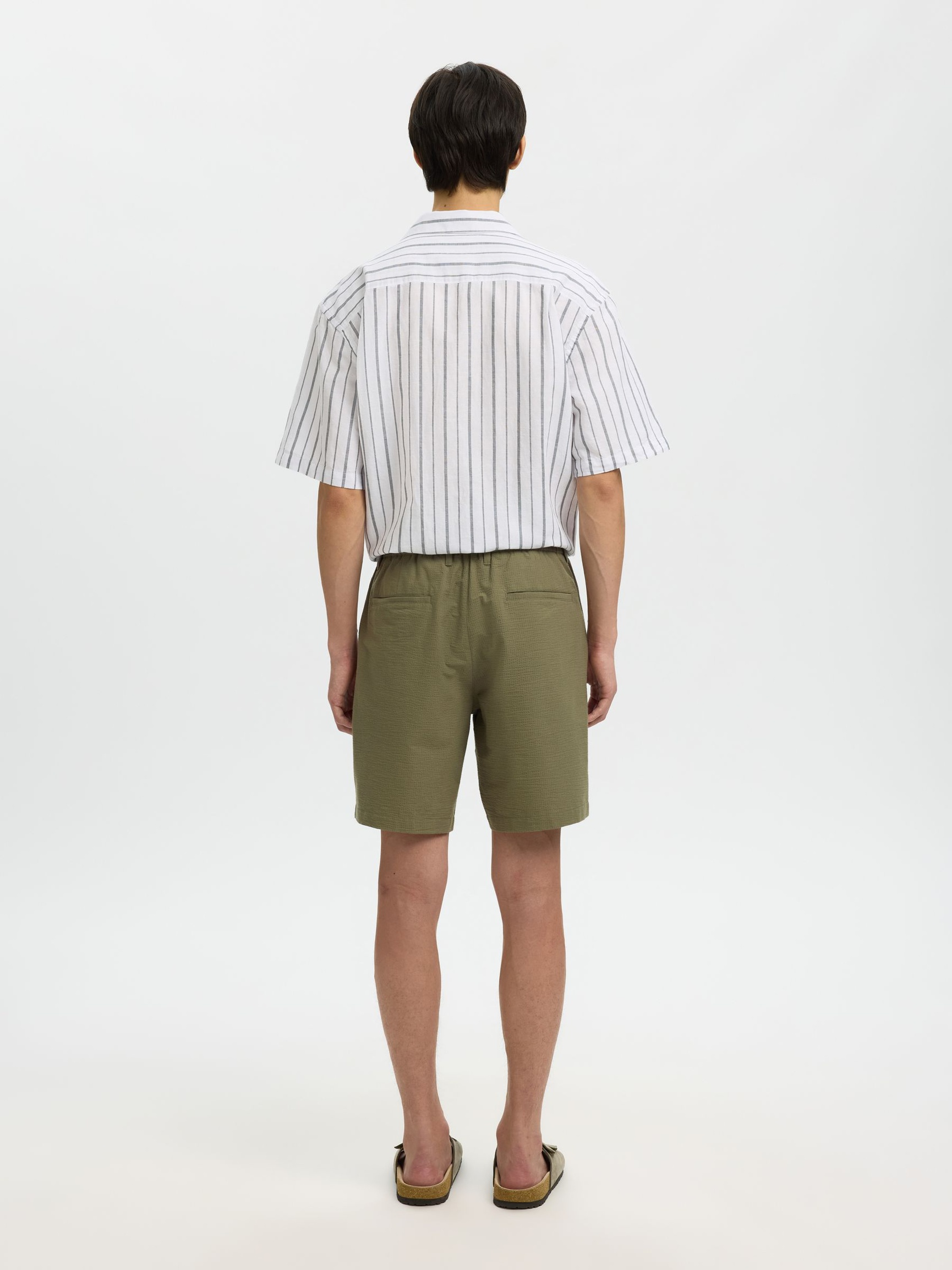 SEERSUCKER SHORTS, Deep Lichen Green, highres