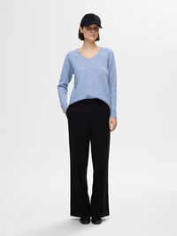 WOLLGEMISCH V-AUSSCHNITT PULLOVER, Endless Sky, highres