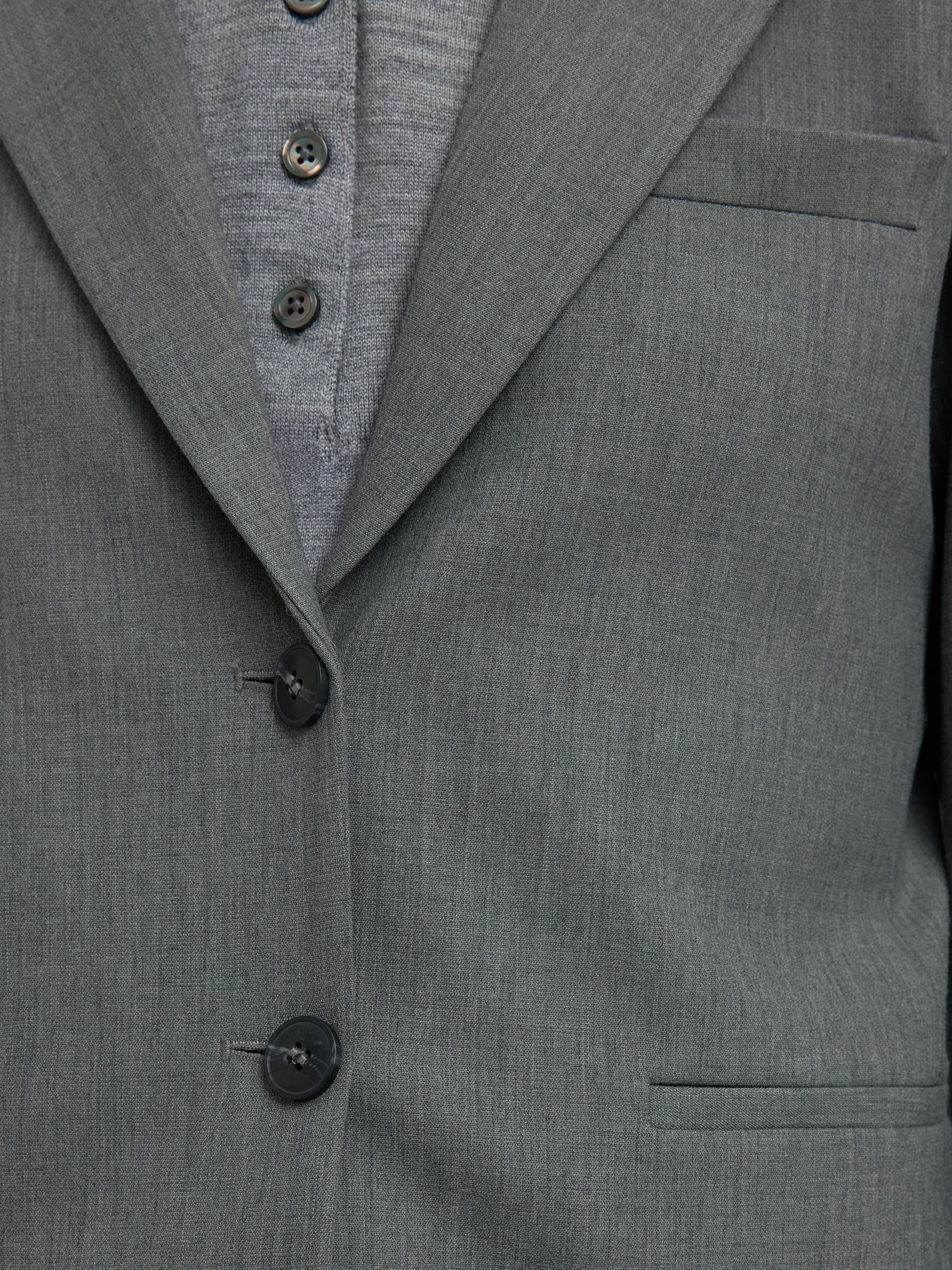 CROPPED SINGLE-BREASTED BLAZER, Medium Grey Melange, highres