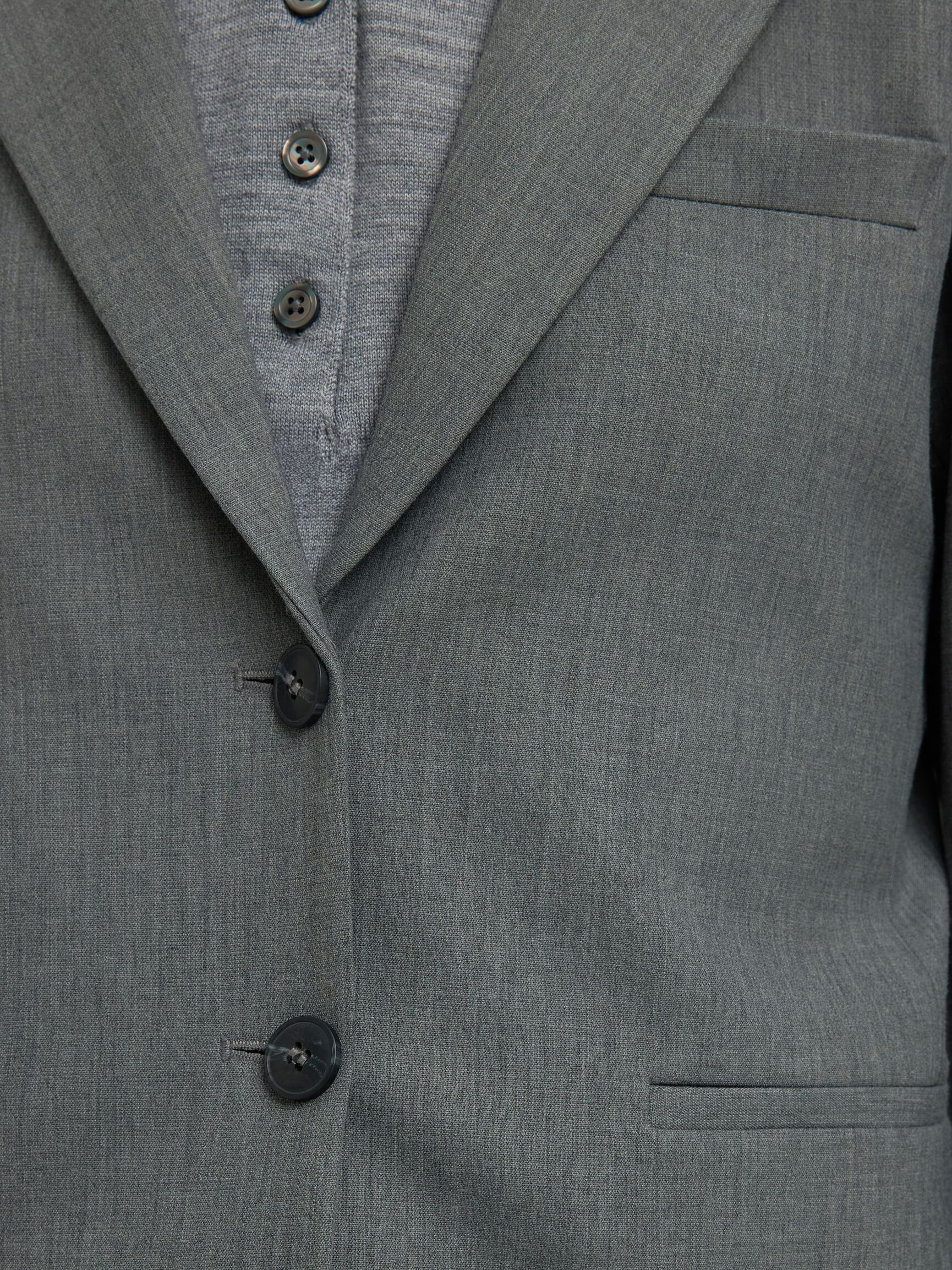 CROPPED  SINGLE-BREASTED BLAZER, Medium Grey Melange, highres