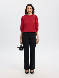 PUFF SLEEVE SWEATSHIRT, Equestrian Red, highres