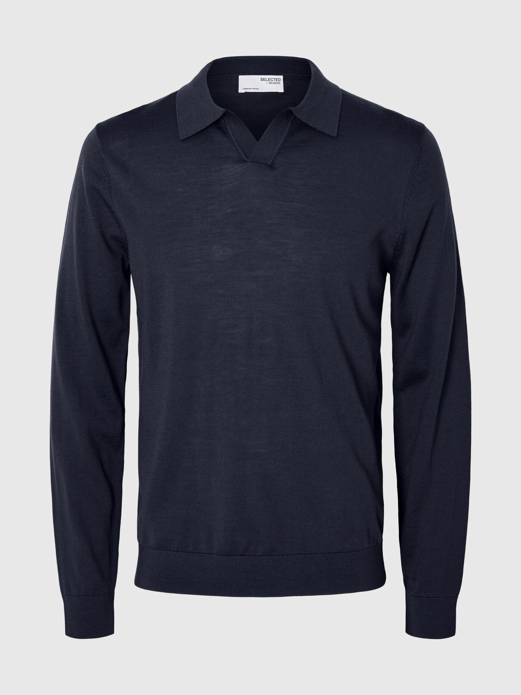 100 % LAINE MÉRINOS POLO EN MAILLE, Navy Blazer, highres