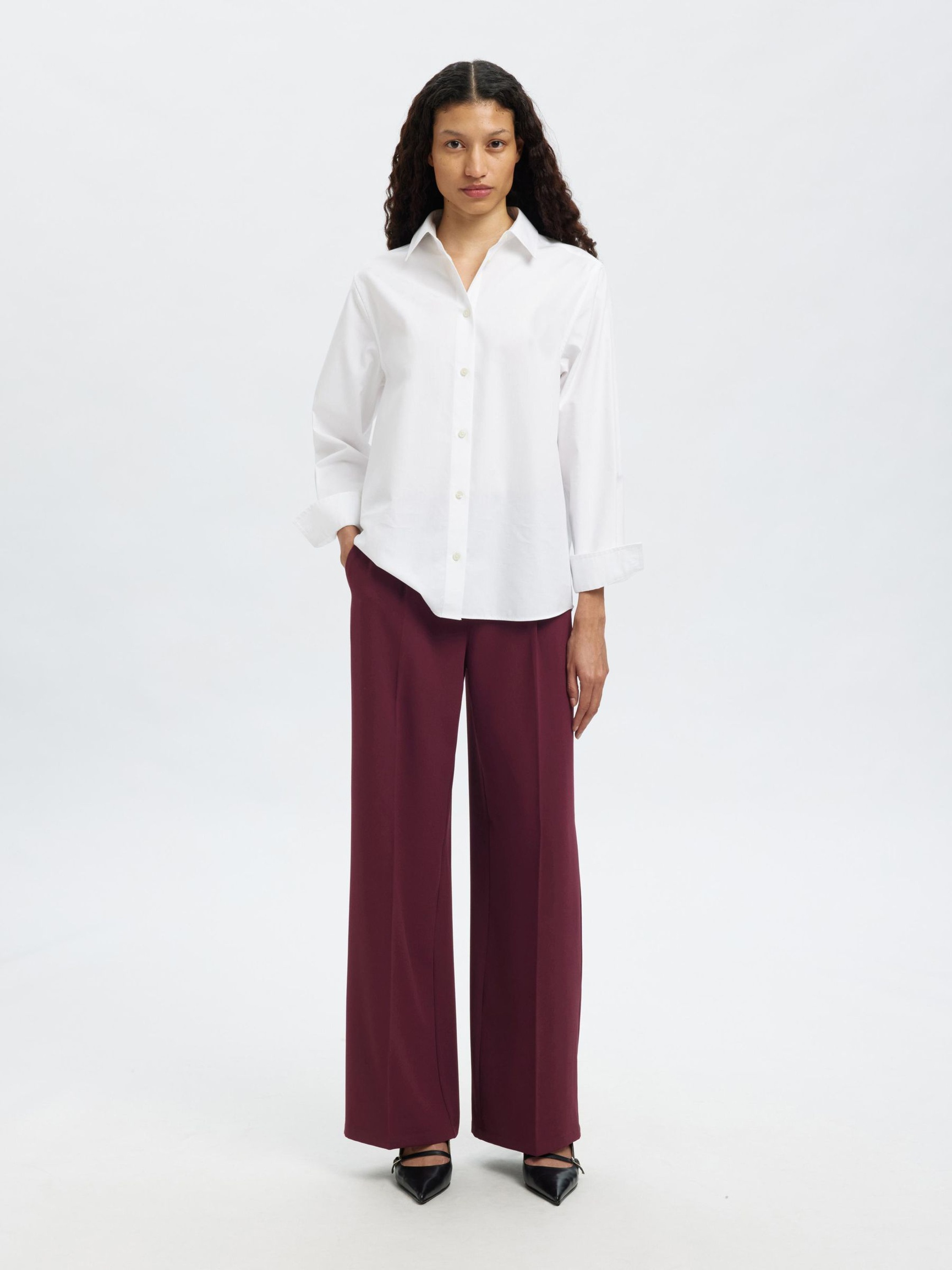 TISSÉ PANTALON À JAMBE AMPLE, Fig, highres
