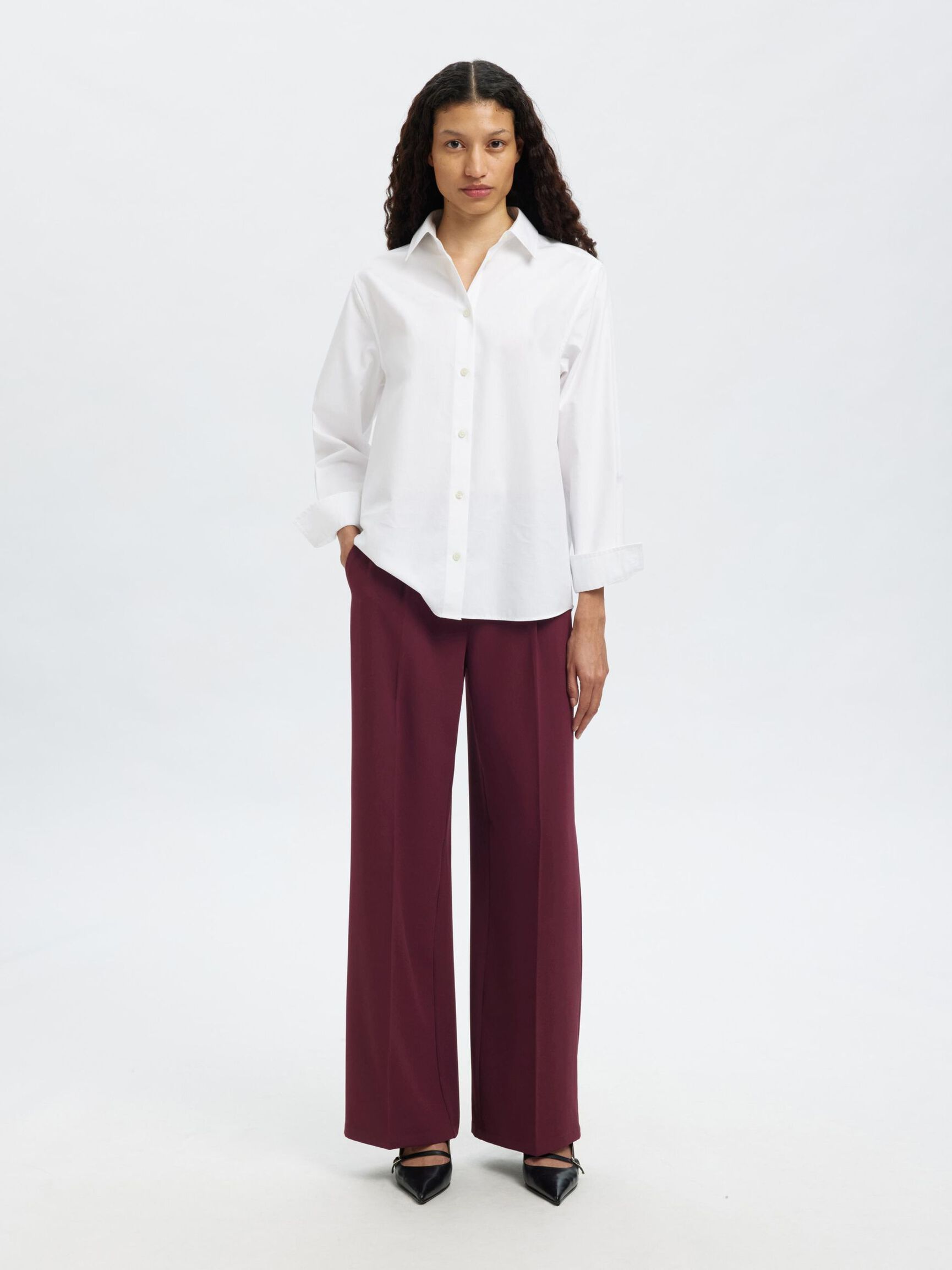 GEWEVEN WIDE LEG BROEK, Fig, highres