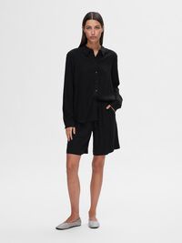VISCOSE BLEND SHORTS, Black, highres