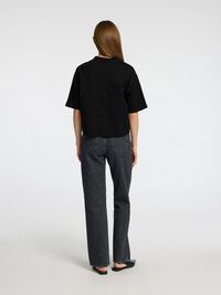 BRODERIE T-SHIRT COURT, Black, highres
