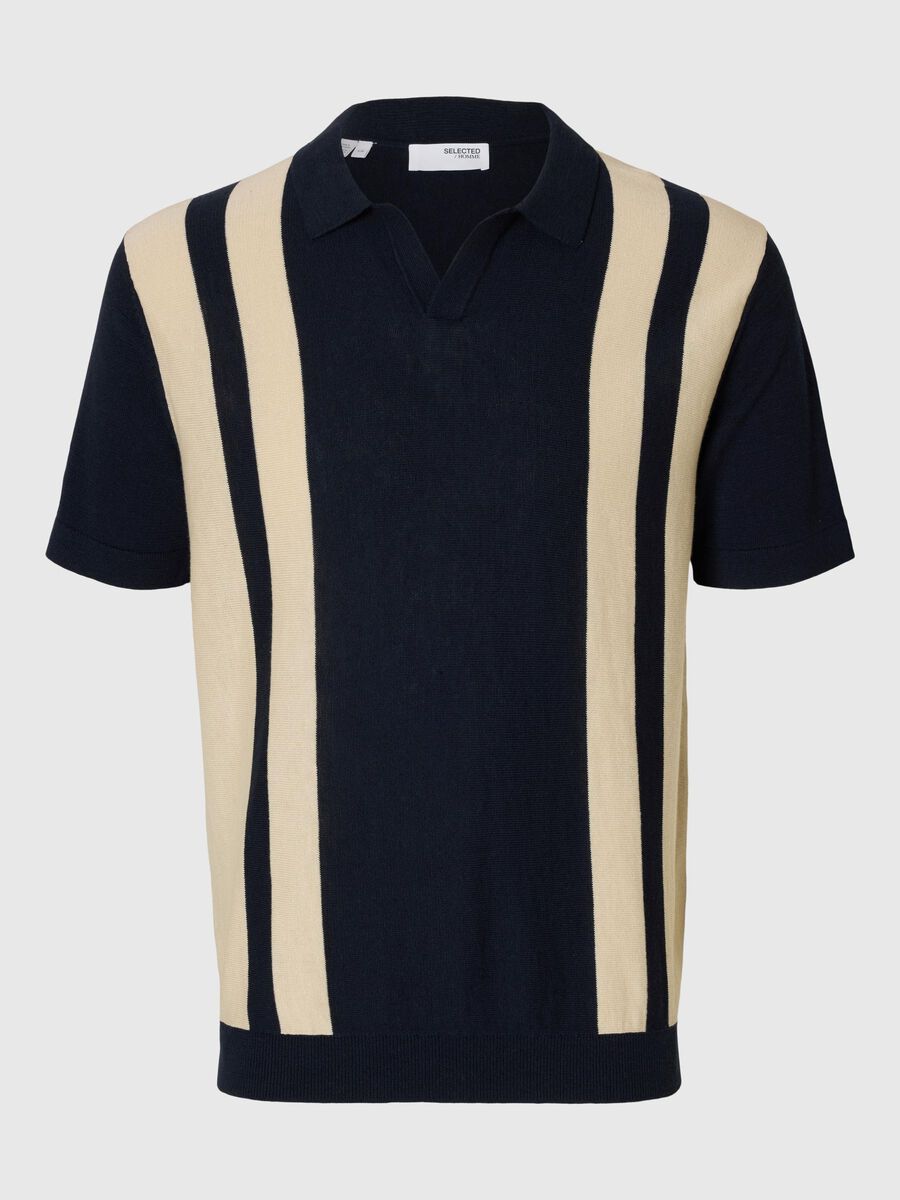 Selected SHORT SLEEVED KNITTED POLO SHIRT, Sky Captain, highres - 16096197_SkyCaptain_1151789_001.jpg