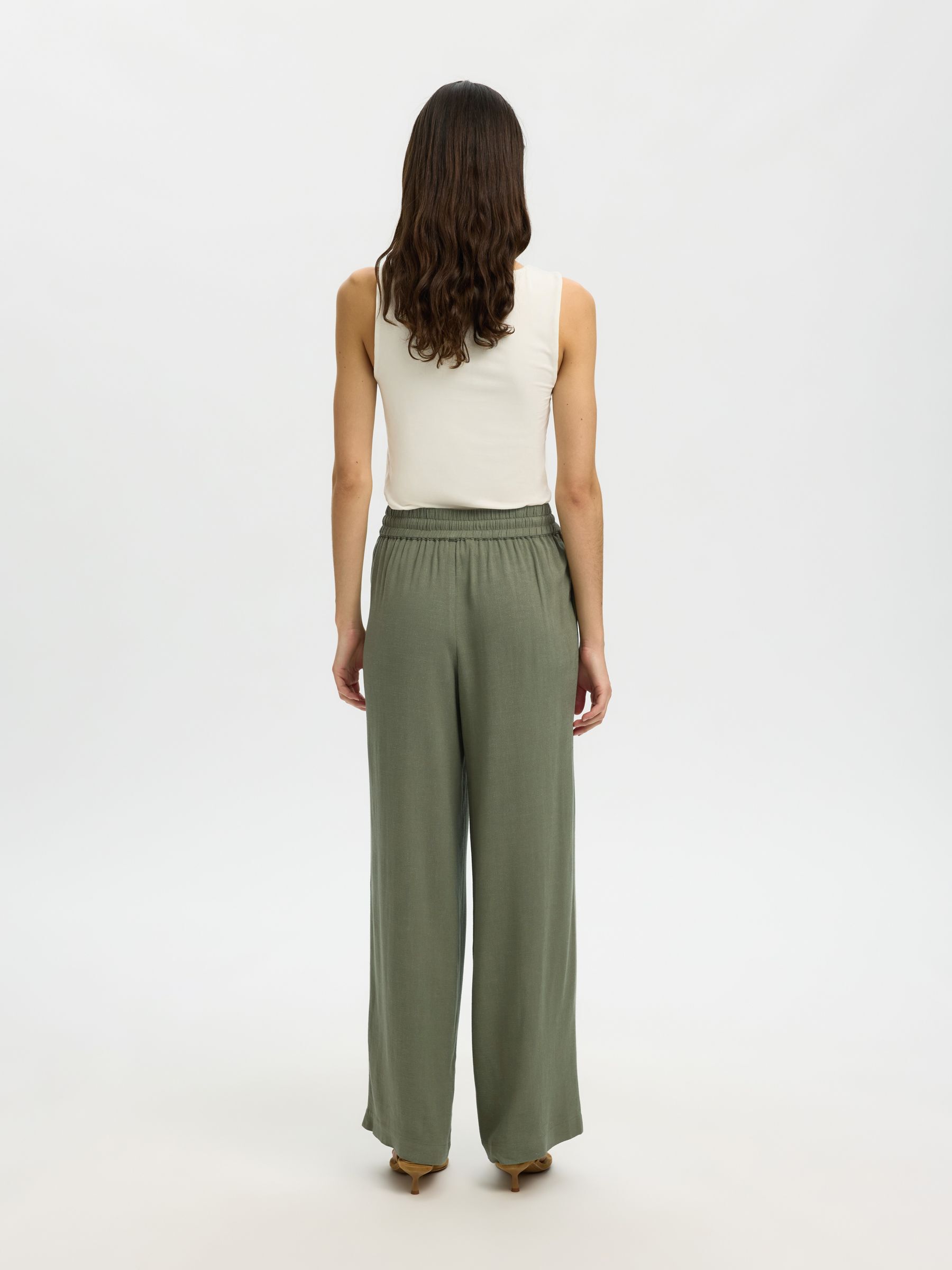 VISCOSE BLEND TROUSERS, Deep Lichen Green, highres