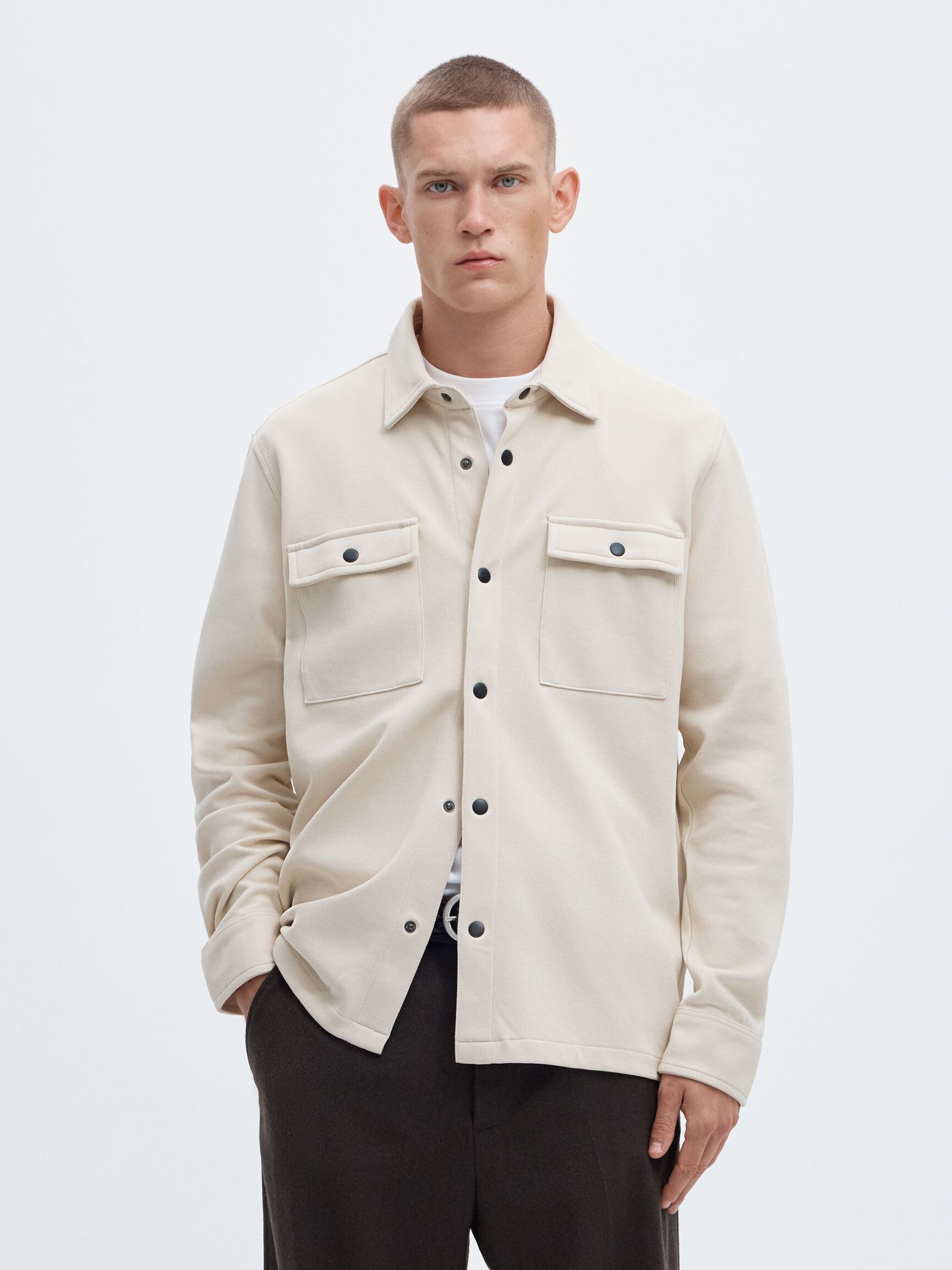 CLASSIC OVERSHIRT, Oatmeal, highres