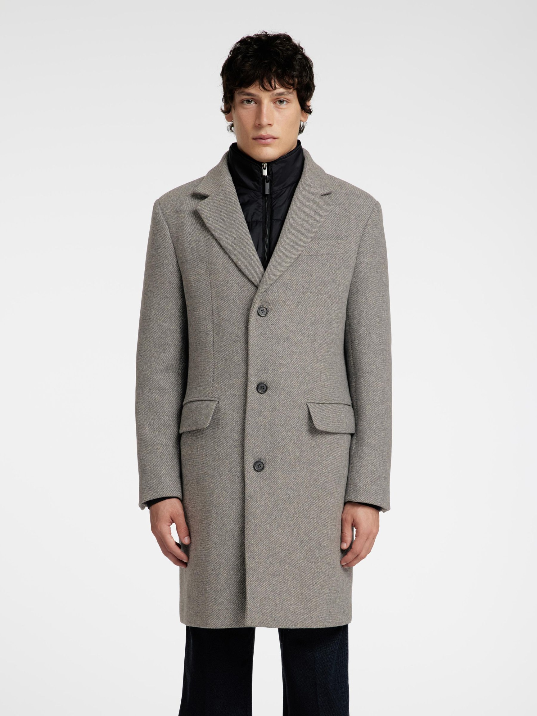 WOOL BLEND 2-IN-1 COAT, Light Grey Melange, highres
