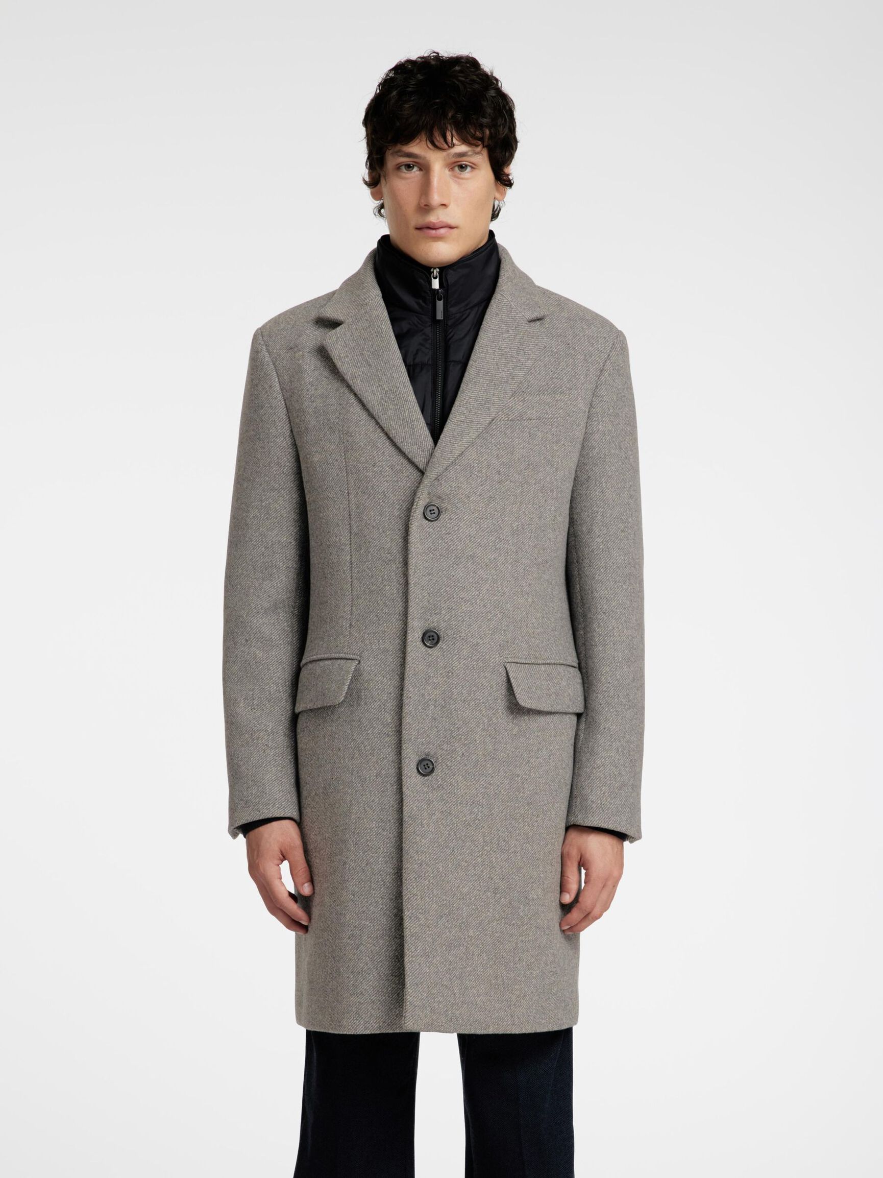 WOOL BLEND 2-IN-1 COAT, Light Grey Melange, highres