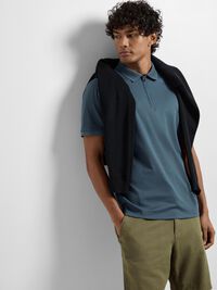 ZIPPER POLO SHIRT, Bering Sea, highres