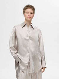 MANCHES LONGUES CHEMISE EN SATIN, Dove, highres