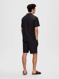GERIPPTES CUBAN COLLAR KURZARMHEMD, Black, highres