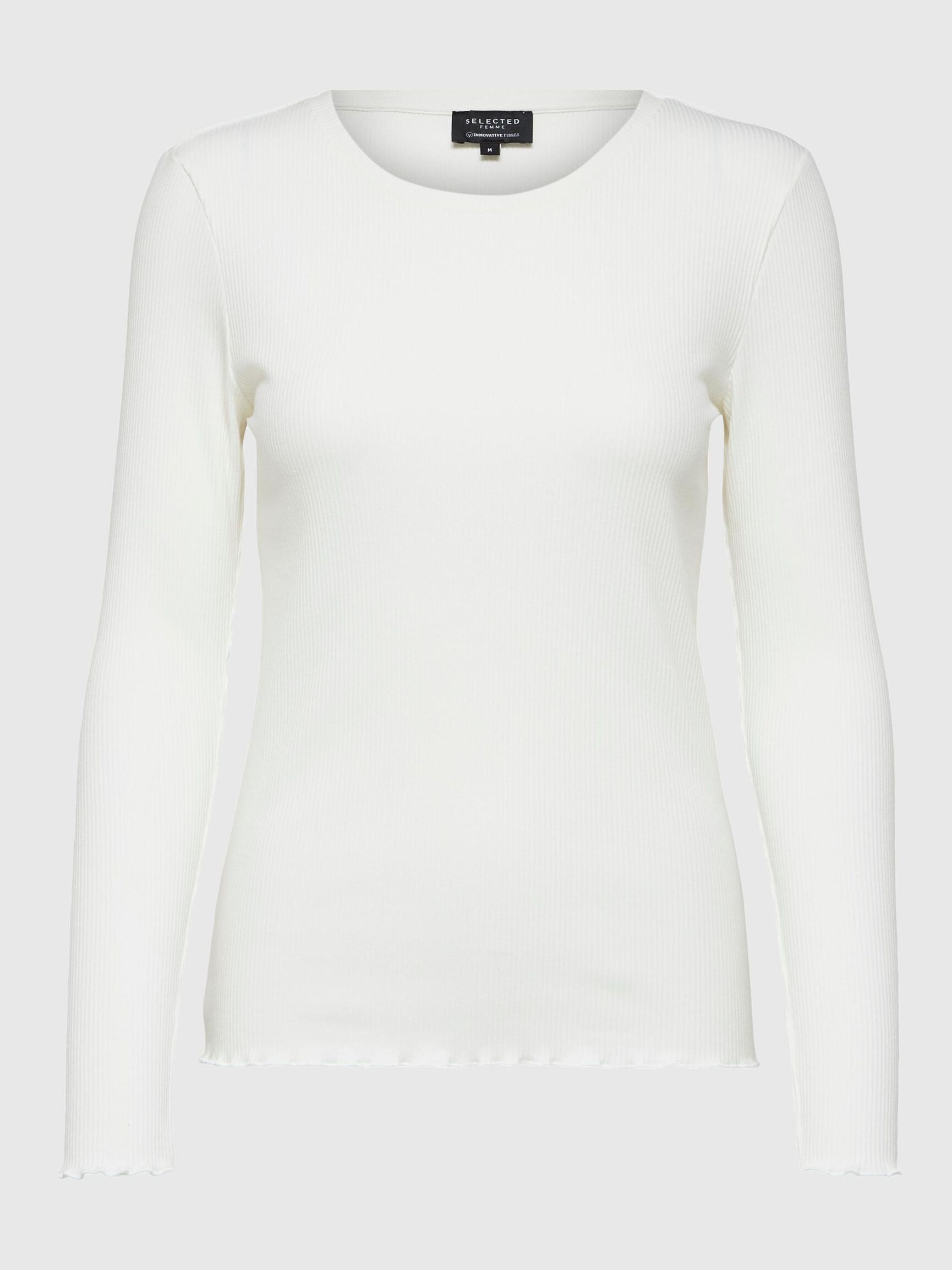 RIBBED LONG SLEEVED TOP, Snow White, highres