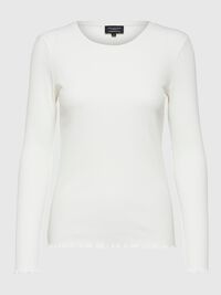 RIBBED LONG SLEEVED TOP, Snow White, highres
