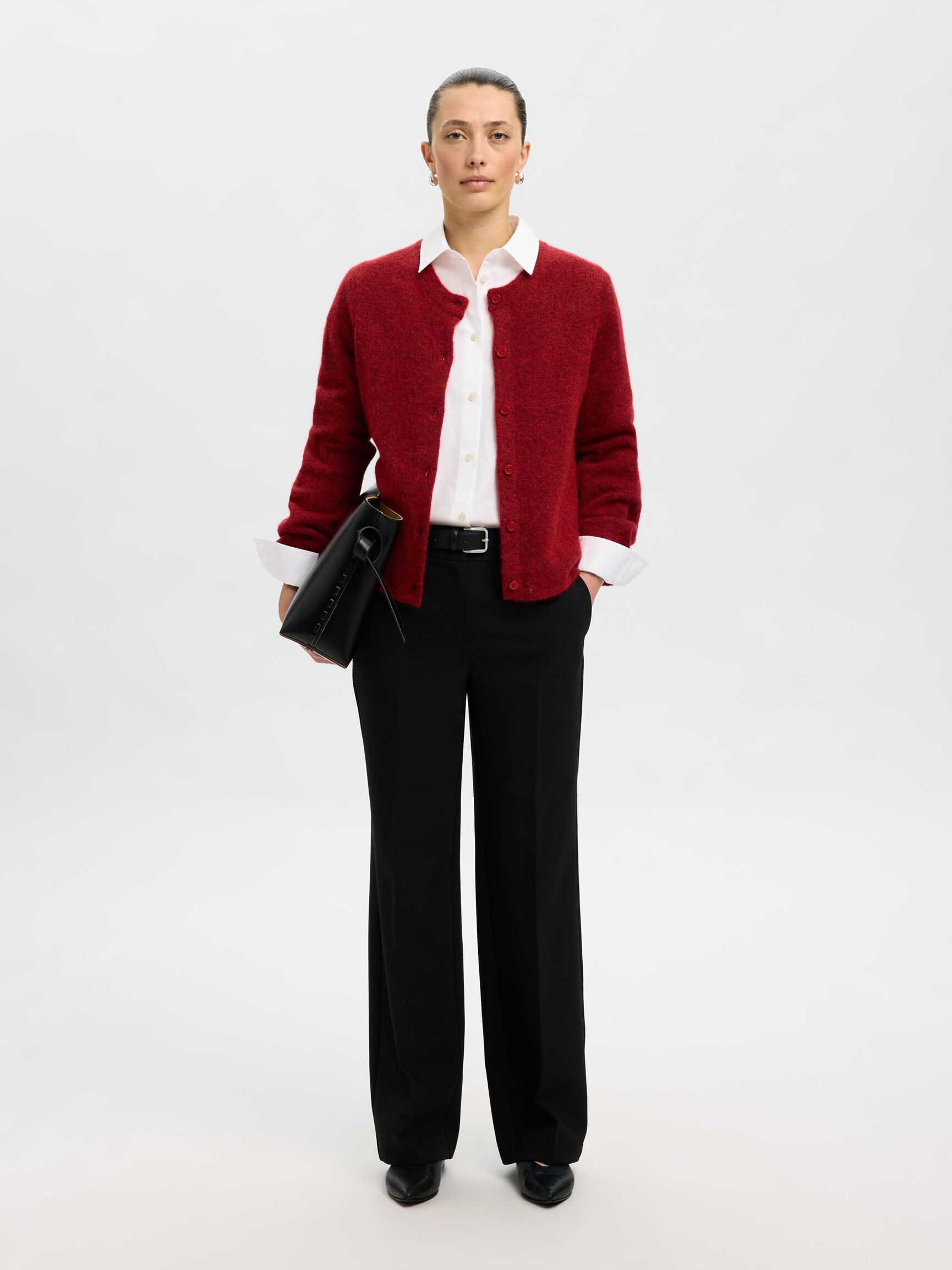 ULDBLANDING STRIKKET CARDIGAN, Equestrian Red, highres