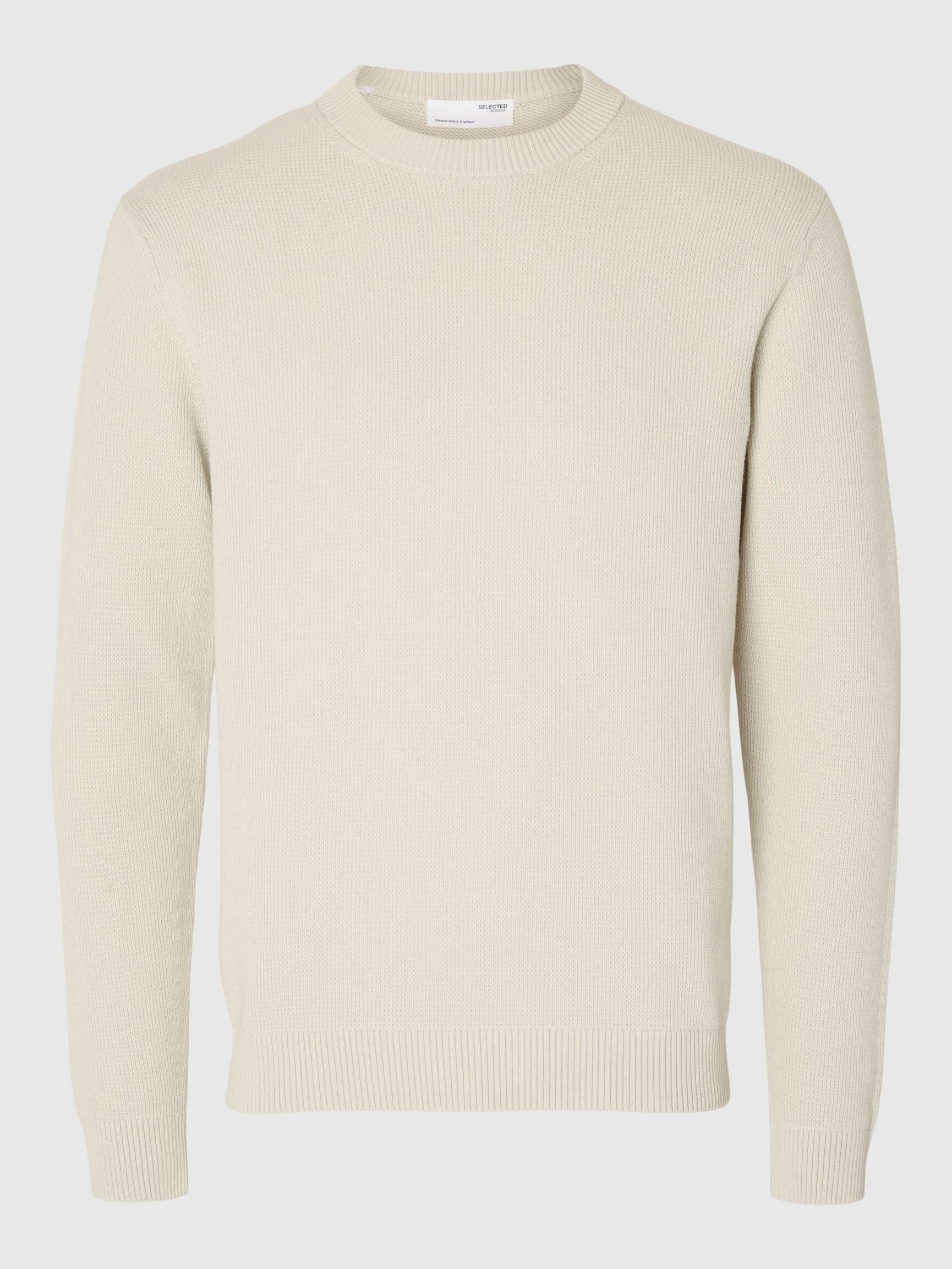 CREW NECK PULLOVER, Oatmeal, highres