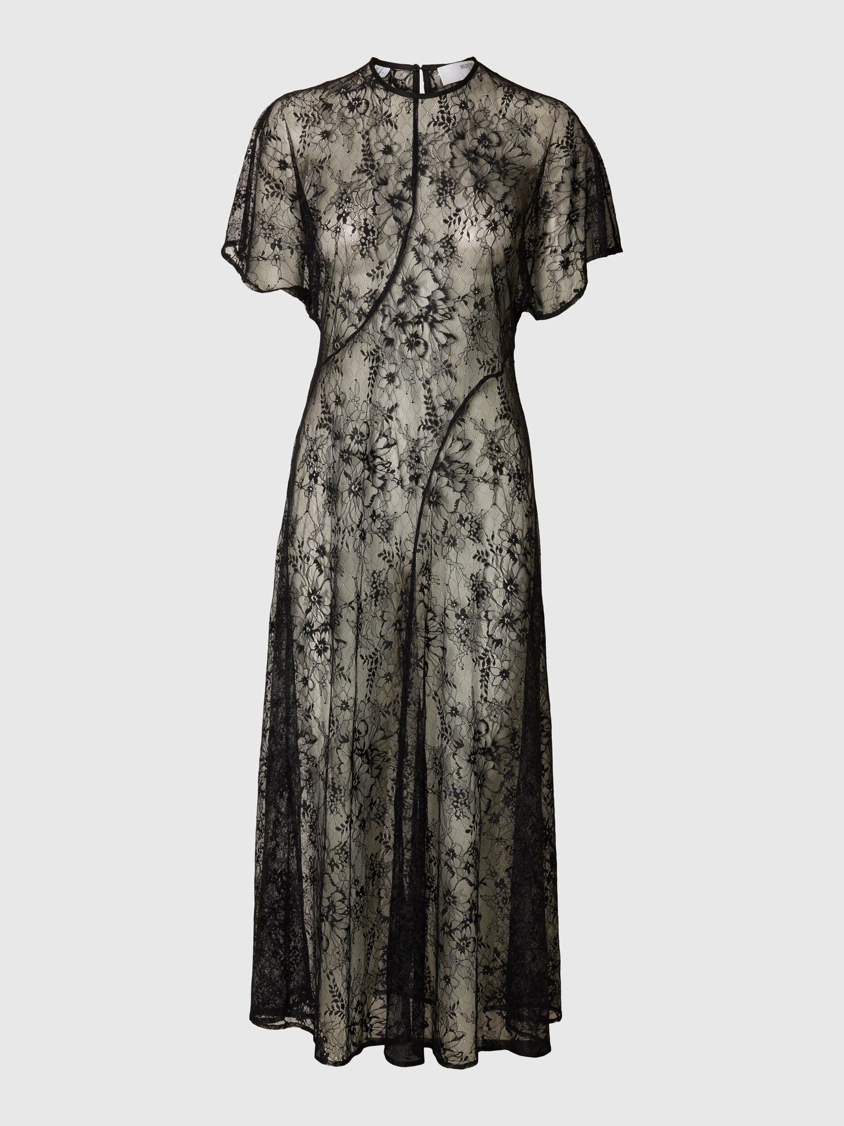 SPITZEN MIDIKLEID, Black, highres