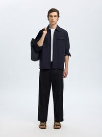 LANGE MOUWEN OVERSHIRT, Dark Sapphire, highres