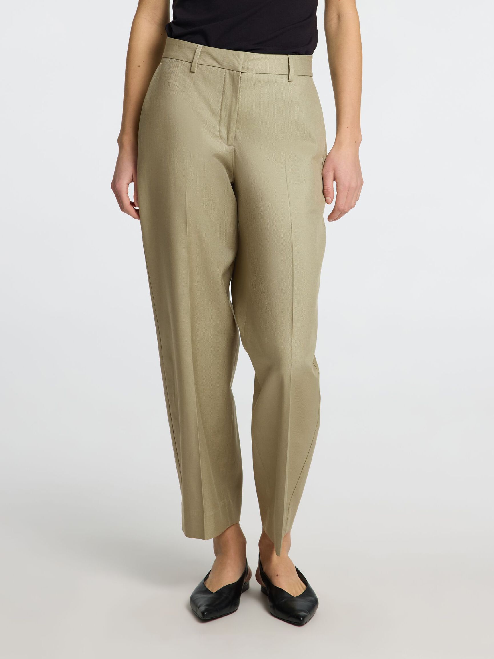 MID WAIST BARREL FIT TROUSERS, Vetiver, highres