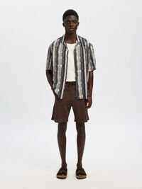 WAFELTEXTUUR SHORTS, Chocolate Brown, highres