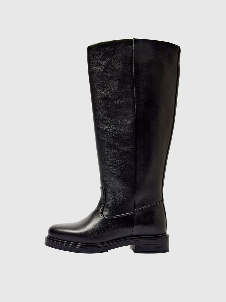 Product tile image - LEATHER KNEE-HIGH BOOTS, Black | 16098511_Black