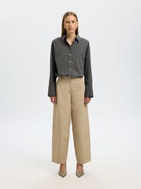 OVERSIZED COTTON STRIPED SHIRT, Chocolate Torte, highres