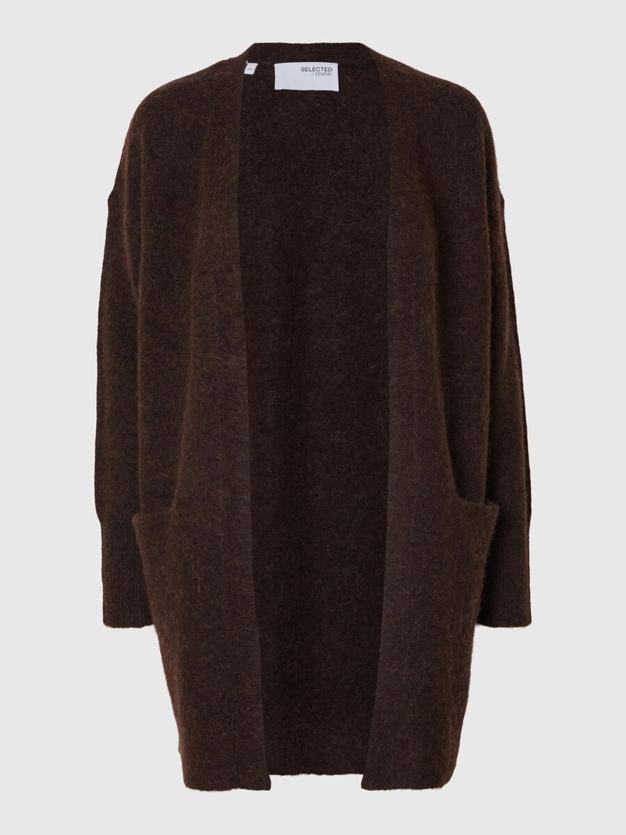 Selected LONG KNITTED CARDIGAN, Coffee Bean, highres - 16085216_CoffeeBean_943683_001.jpg
