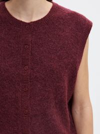 WOOL BLEND  KNITTED VEST, Tawny Port, highres